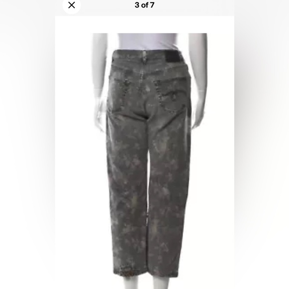 R13 Printed Boyfriend Jeans Faded Black Floral with Leopard Print Cutouts Sz 28 - Picture 3 of 7